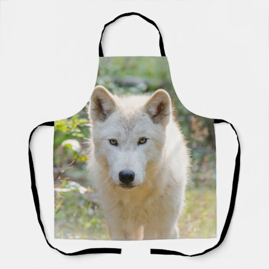グレー・ウルフ、カナダ動物写真 エプロン (正面)