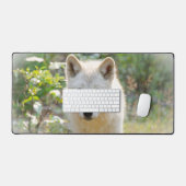 グレー・ウルフ、美しい犬の写真 デスクマット (キーボード&マウス)