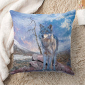 グレー・ウルフ「電話に答える」 クッション (ブランケット)