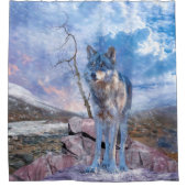 グレー・ウルフ「電話に答える」 シャワーカーテン (正面)