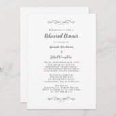 グレー&エレガントホワイトシックのリハ結婚ーサルディナー 招待状 (正面/裏面)