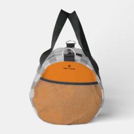 グレー+オレンジアクセントのピクセルパターンの販促グッズ ダッフルバッグ
