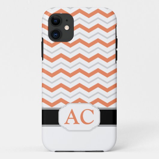 グレー&オレンジシェブロンモノグラムiPhone 5ケース Case-Mate iPhoneケース (裏面)
