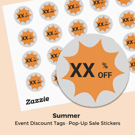 グレー&オレンジ・ 9ポイントのバブル販売割引ラベル ラウンドシール