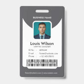 グレー | カスタマイズ可能な従業員ID会社セキュリティ バッジ (正面)