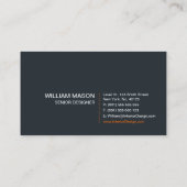 グレー、カッコいいオレンジ、白 – モダン名刺 名刺 (裏面)