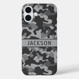 グレー カモフラージュ オリジナル iPhone 16 PLUSケース