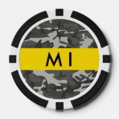 グレー カモフラージュ 名前入り オリジナル ポーカーチップ (正面)