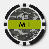グレー カモフラージュ 名前入り オリジナル ポーカーチップ (正面)