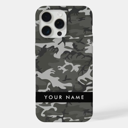 グレー カモフラージュ 名前入り 名前 名前入れ 個人名 オリジナル iPhoneケース (裏面)