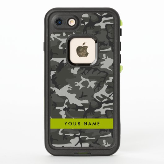 グレー カモフラージュ 名前入り 名前 名前入れ 個人名 オリジナル LifeProof iPhoneケース (裏面)