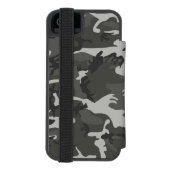 グレー カモフラージュ 迷彩 軍用デザイン INCIPIO iPhoneウォレットケース (フォリオ裏面)