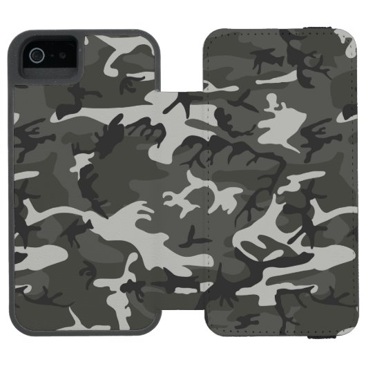 グレー カモフラージュ 迷彩 軍用デザイン INCIPIO iPhoneウォレットケース (フォリオ Open)