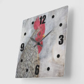 グレー・カントリー・オンドリ スクエア壁時計 (傾斜)