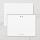 グレー クラシック モノグラム カスタム 結婚式 ノートカード (正面/裏面)