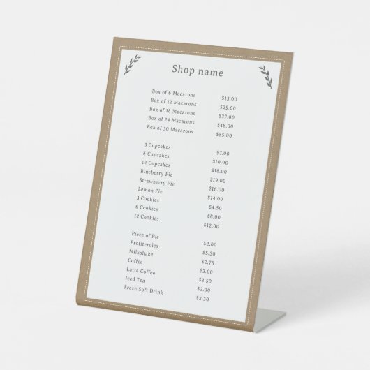 グレー、クラフトおよび価格素朴リストのペデスタル記号 台座サイン (正面)