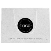 グレー クラフト紙 見た目 ラウンド ロゴ ビジネス カスタム L ラージペーパーバッグ (裏面)