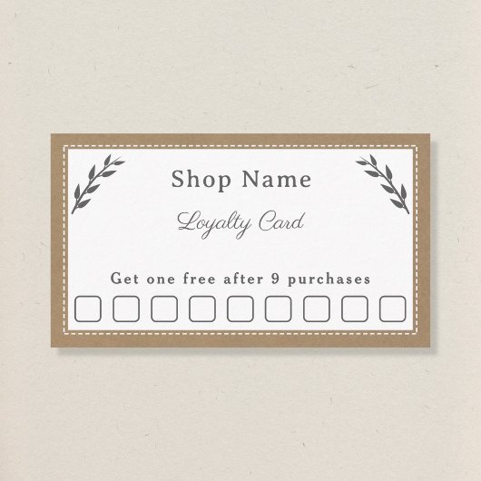 グレー、クラフト&素朴ロイヤリティカード 名刺