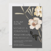 グレー・クリスチャンモダンズの白い結婚花 招待状 (正面)