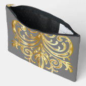 グレー、クリスマスプレゼント機関®大 アクセサリーポーチ (見開き)