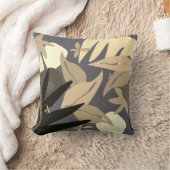 グレー&クリーム芸術的抽象芸術葉装飾用クッション クッション (ブランケット)