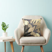 グレー&クリーム芸術的抽象芸術葉装飾用クッション クッション (椅子)