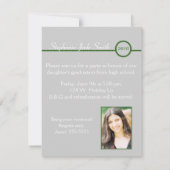 グレー&グリーンモノグラムフォト招待状 招待状 (裏面)