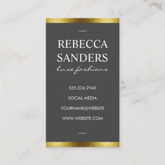 グレー/ゴールデングリッタートリム 名刺 (正面)