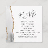 グレー+ゴールド+アゲートの結婚式QRコードRSVP エンクロージャーカード (正面)