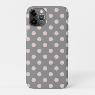 グレー＆サーモンピンクのドット 水玉 モダン iPhone 11 PROケース