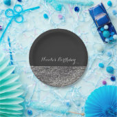 グレー&シルバーモダングラムシークンシックエレガント ペーパープレート (パーティー)