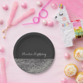 グレー&シルバーモダングラムシークンシックエレガント ペーパープレート (パーティー)