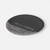 グレー&シルバーモダングラムシークンシックエレガント ペーパープレート (アングル)