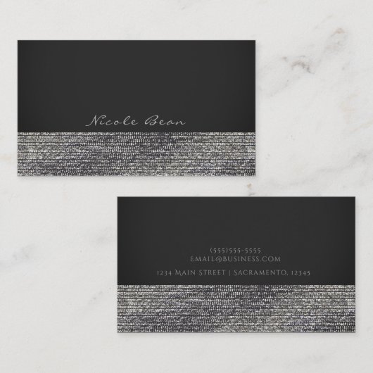 グレー&シルバーモダングラムシークンシックエレガント 名刺 (正面/裏面)