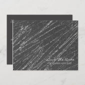 グレー&シルバーモダンマーブルストライプ日付の保存 案内ポストカード (正面/裏面)