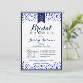 グレー、シルバー、ネイビーブルーブライダルシャワー 招待状 (スタンド正面)