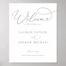 グレー・シルバー・ミニマリストが我々のサイン結婚にようこそ ポスター