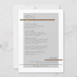 グレー シンプル ジオメトリック モダン ミュート ゴールド ホワイト メニュー 招待状