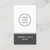 グレー シンプル ロゴ QR コード 名刺 (正面)