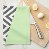 グレー・ジグザググレー・シェブロン、ミント、お名前 キッチンタオル (四つ折り)