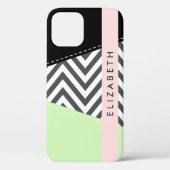 グレー・ジグザググレー・シェブロン、ミント、お名前 Case-Mate iPhoneケース (裏面)
