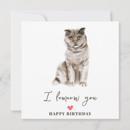 グレー スコティッシュフォールドの母猫と仔猫のペットの誕生日 カード