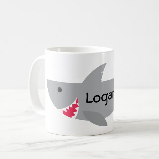 グレー·スマイル·サメ コーヒーマグカップ (正面左)