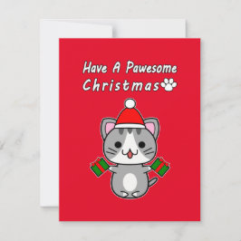 グレー+タビー猫のクリスマス シーズンカード