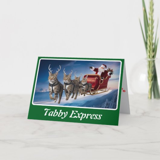 グレー+タビー+クリスマスの面白さ カード (正面)