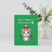 グレー+タビー+猫のクリスマス シーズンカード (スタンド正面)