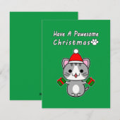 グレー+タビー+猫のクリスマス シーズンカード (正面/裏面)