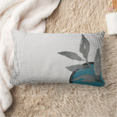 グレー&ターコイズシンプルウォーターカラーリーフデザイン ランバークッション (ブランケット)
