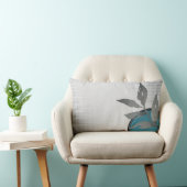 グレー&ターコイズシンプルウォーターカラーリーフデザイン ランバークッション (椅子)