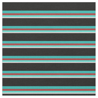 グレー、ターコイズ、ブラウン、ライトシーグリーン&ブラック ファブリック